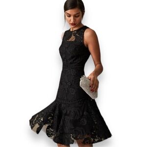 Reiss | Dresses | Reiss Adia Black Floral Lace Dress Size 8 | Poshmark